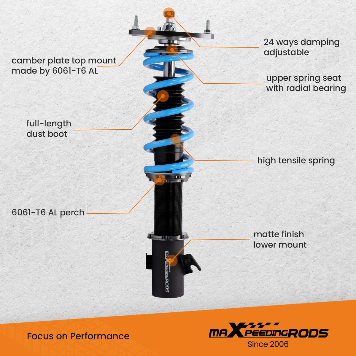 Coilover Struts Adjustable 24 Way for Subaru Outback (2003-2009)