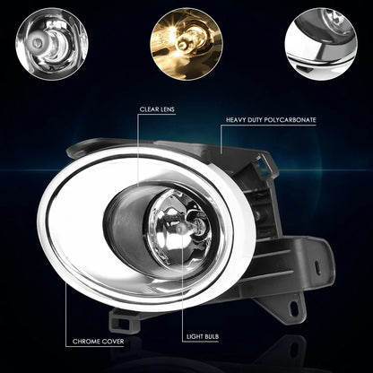 Fog Lights with Clear Lens & Chrome Bezel + Switch for Pathfinder 2013-2016