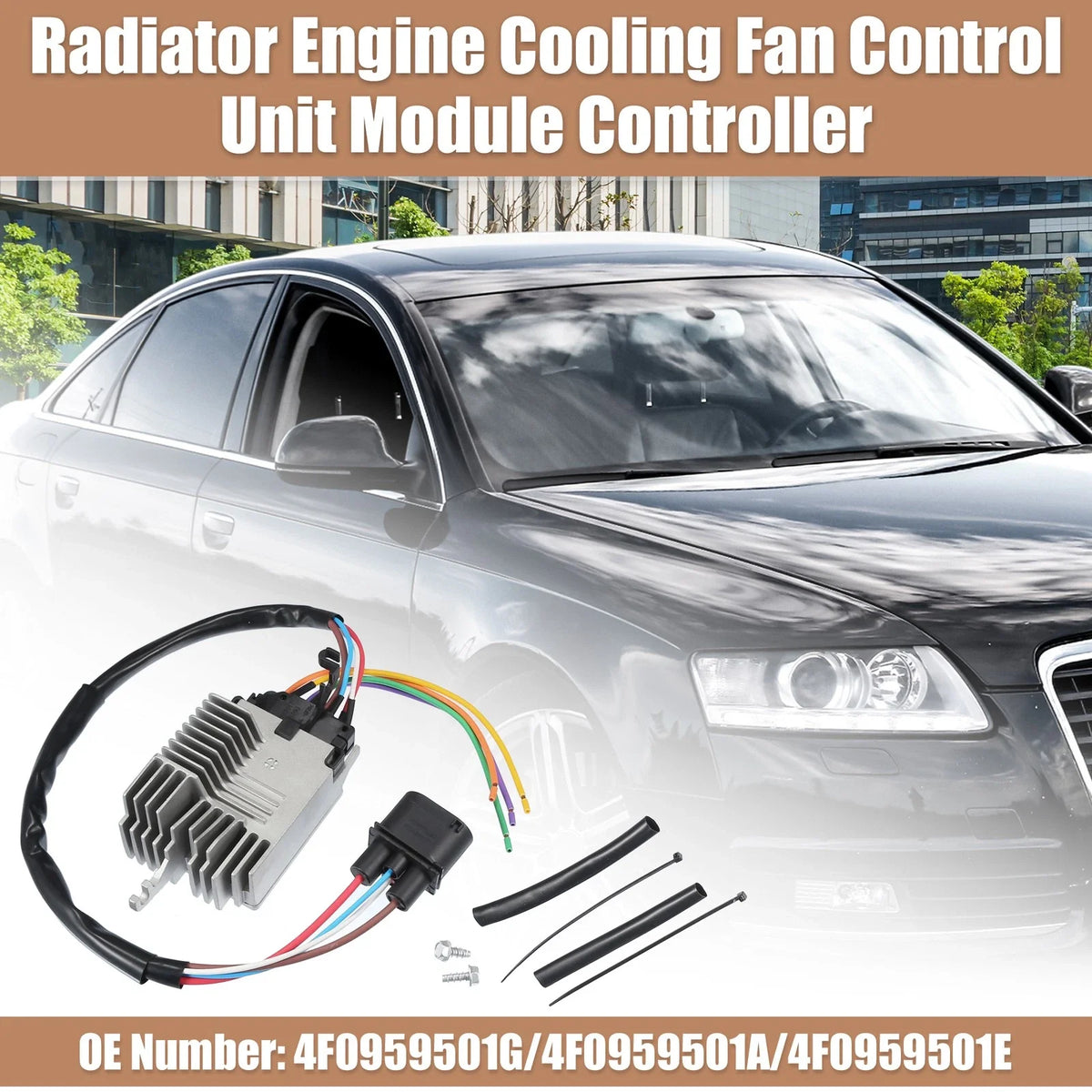 Set of 1 Radiator Engine Cooling Fan Control Module for Audi A6 (2009–2011)