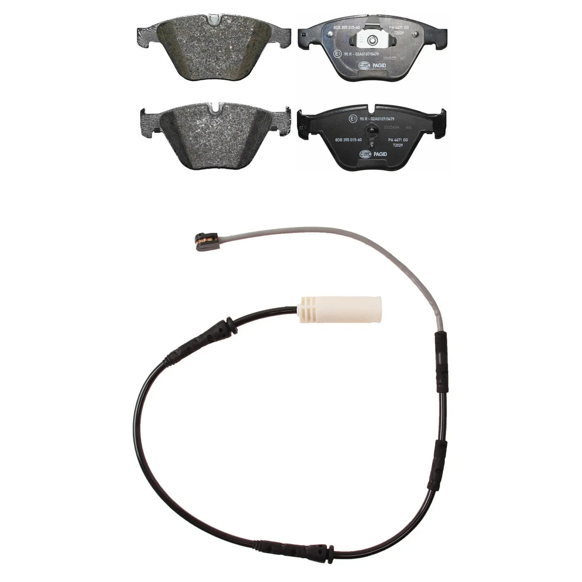Hella Front Low-Met Disc Brake Pad Set w/Sensor for BMW E90 E92 E93 (2007–2013)