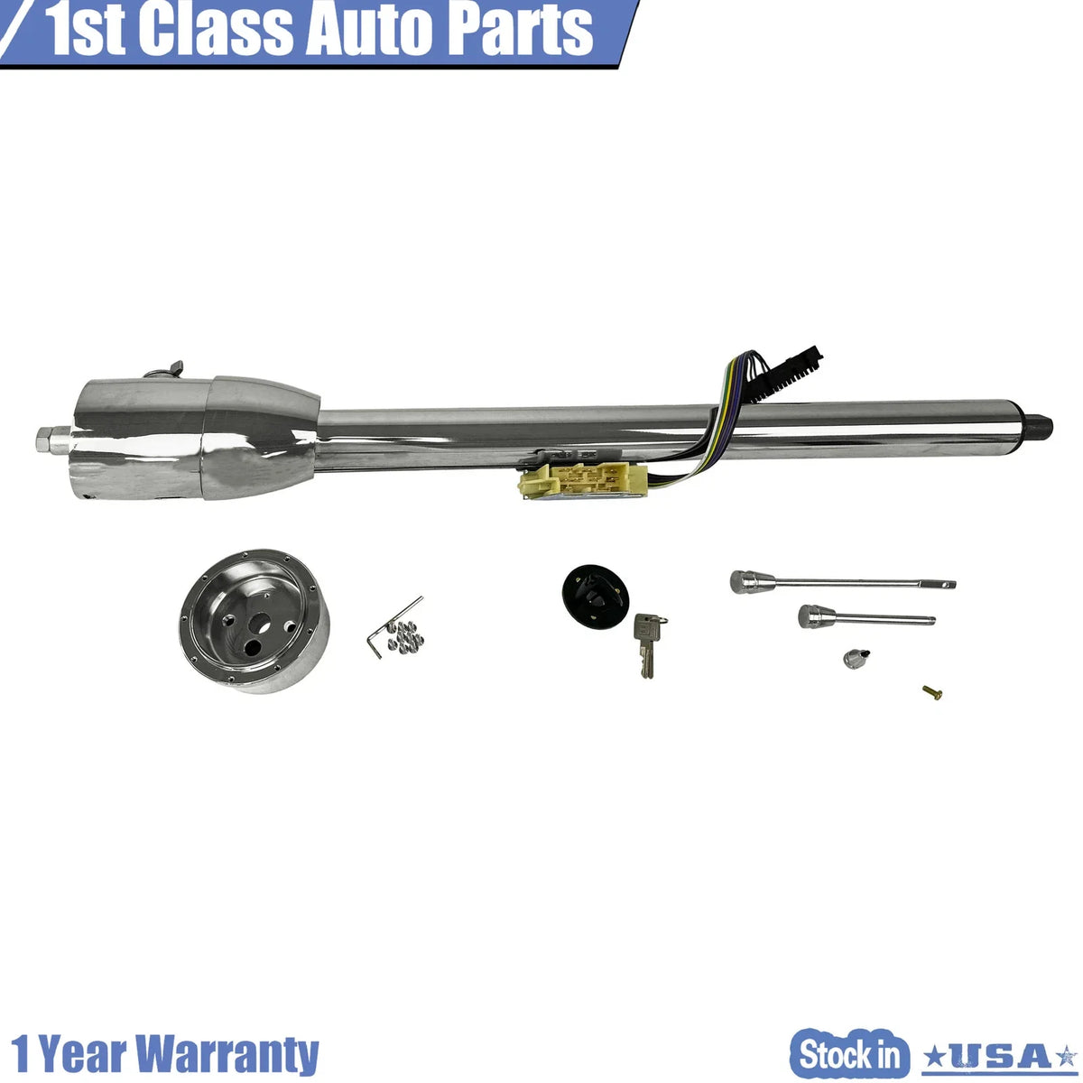 33” Chrome Tilt Steering Column Keyed Floor Shift for Chevy Corvette (1968–1980)