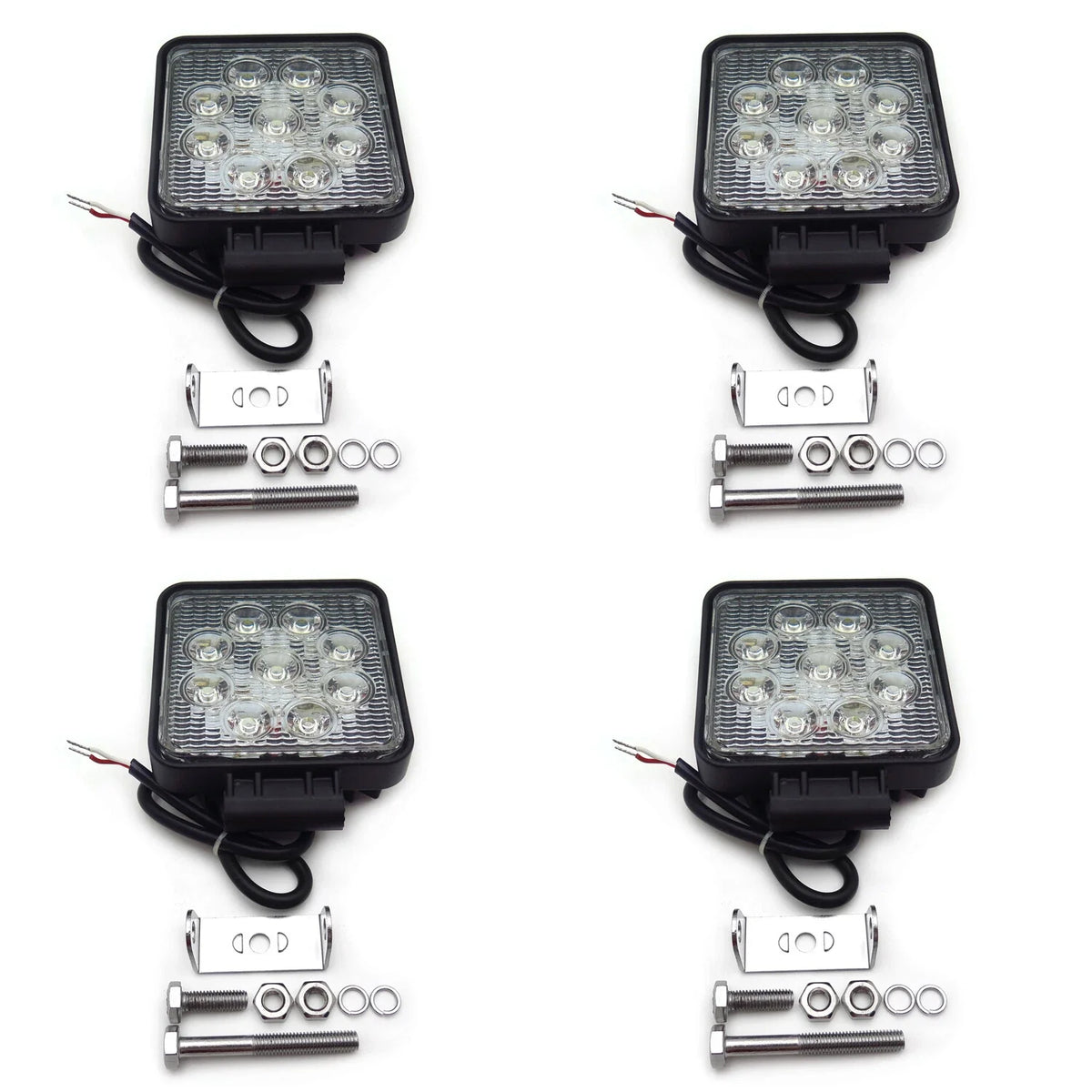 4X 27W Spot Beam LED Off Road Lights for Universal Use (12V 24V)