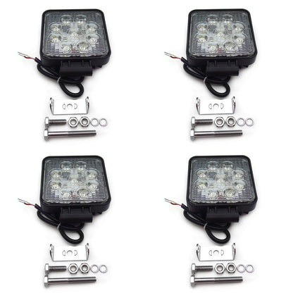 4X 27W Spot Beam LED Off Road Lights for Universal Use (12V 24V)