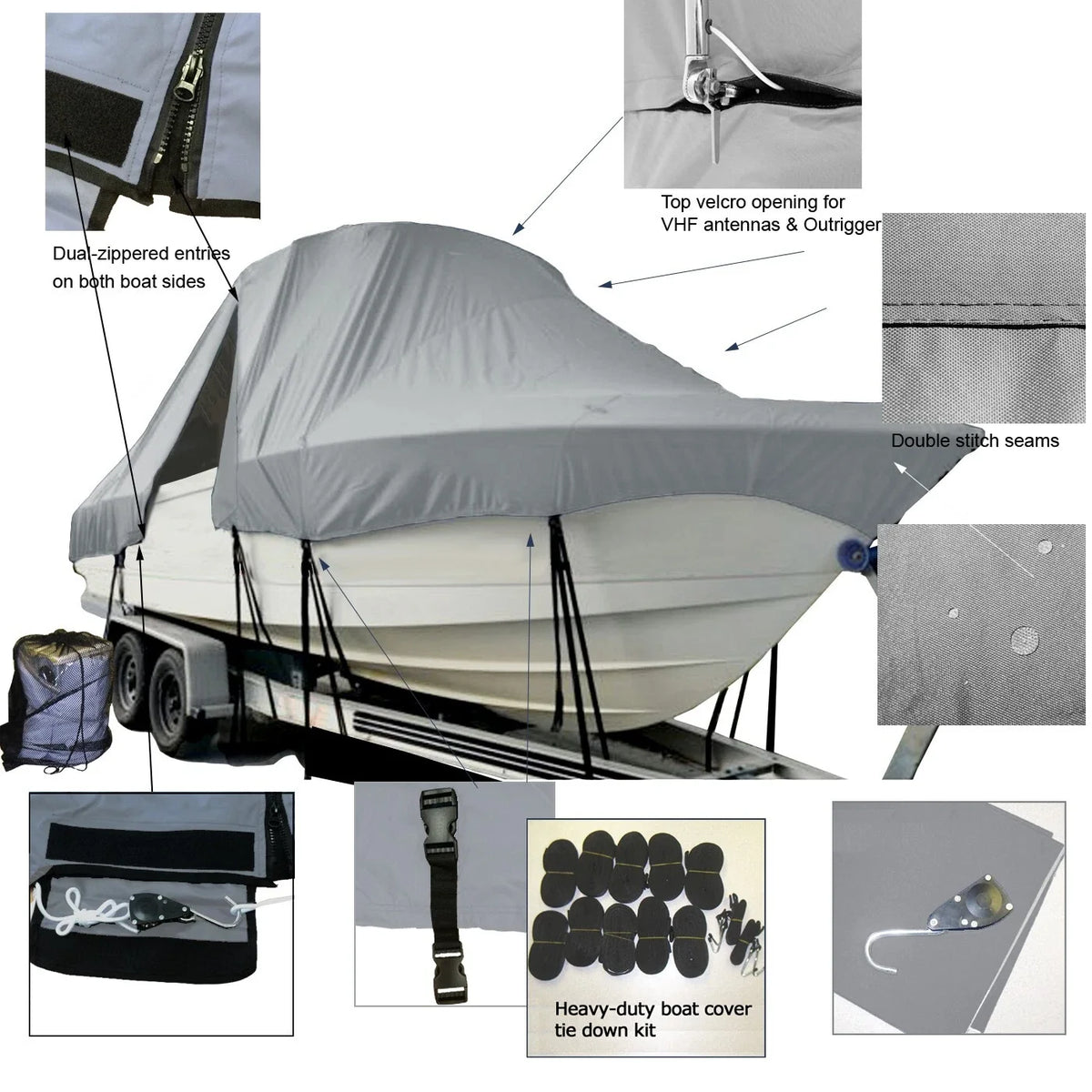 Boat Cover for ShearWater Z2200 (2010–2023) Hard Top Storage