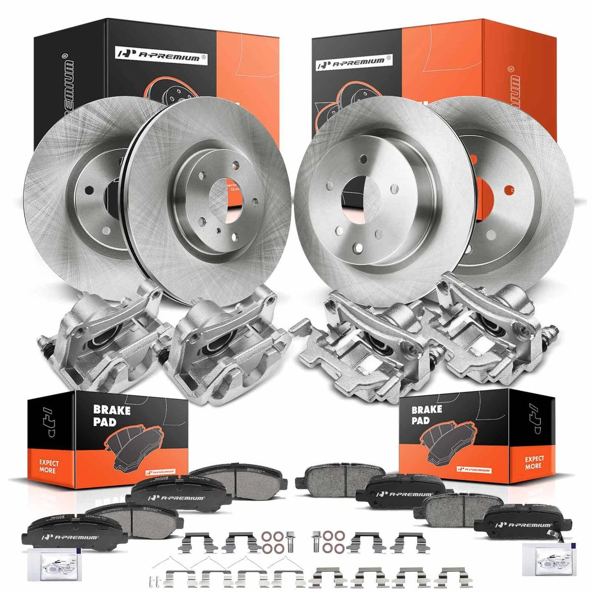 16x Disc Brake Rotors & Pads with Calipers for Nissan Maxima