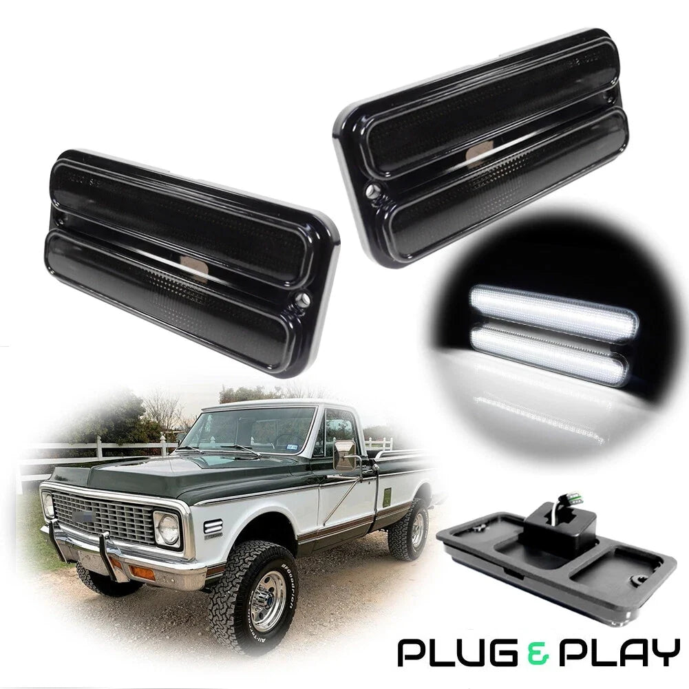 Front/Rear White LED Side Marker Lights for Chevy GMC Truck (1968–1972)