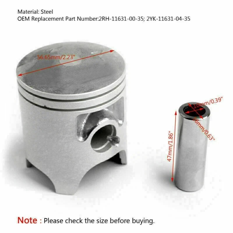 2X Piston Kit 56.65mm for Yamaha TZR125 (1987–1994) 2YK-11631-04-35