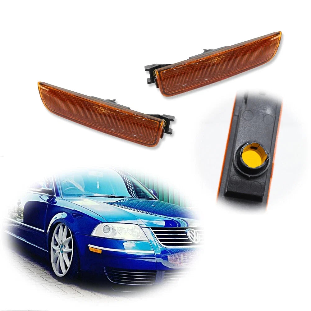 2X Amber Lens Front Side Marker Light Housings for Volkswagen Passat (01–05)