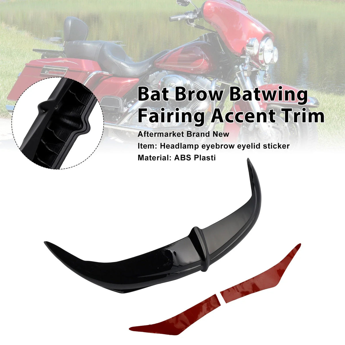 Bat Brow Fairing Accent Trim for Electra Glide, Street Glide, Trike 96-13