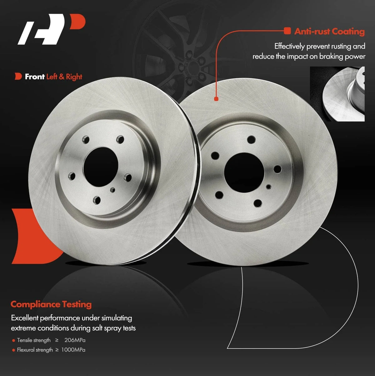 Front Brake Rotors and Ceramic Pads for Nissan 350Z (03-08)
