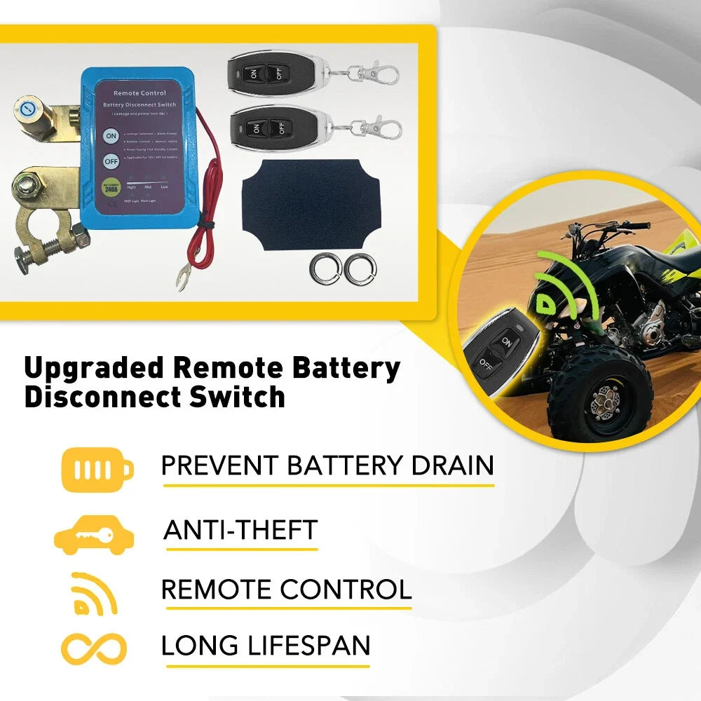 Remote Battery Disconnect Switch 240A 12V for Various Vehicles