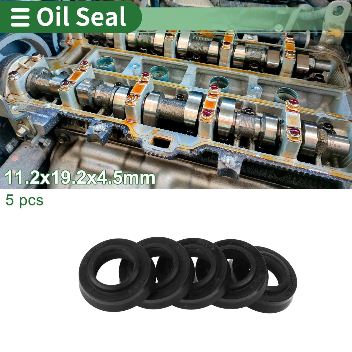 Set of 5 Oil Seal Rotary Shaft Seal NBR Rubber 11.2x19.2x4.5mm