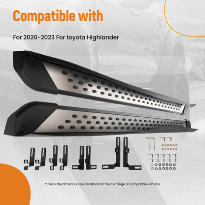 Side Step Rails Black Nerf Bars Running Board for Toyota Highlander 2020-2023