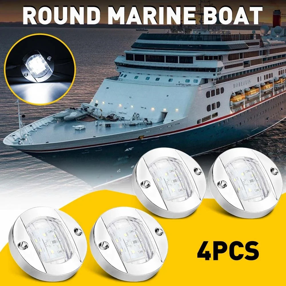 4X LED Deck Courtesy Lights for Marine Boat (Waterproof)