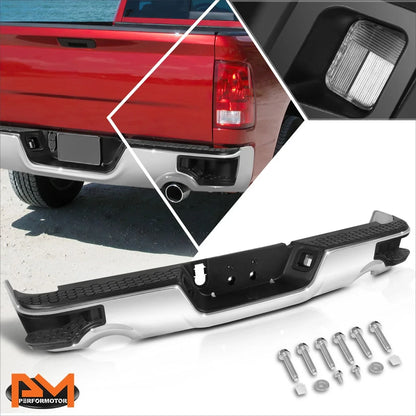 Rear Step Bumper, Chrome with Dual Exhaust for 2009-2023 Dodge Ram 1500/Classic