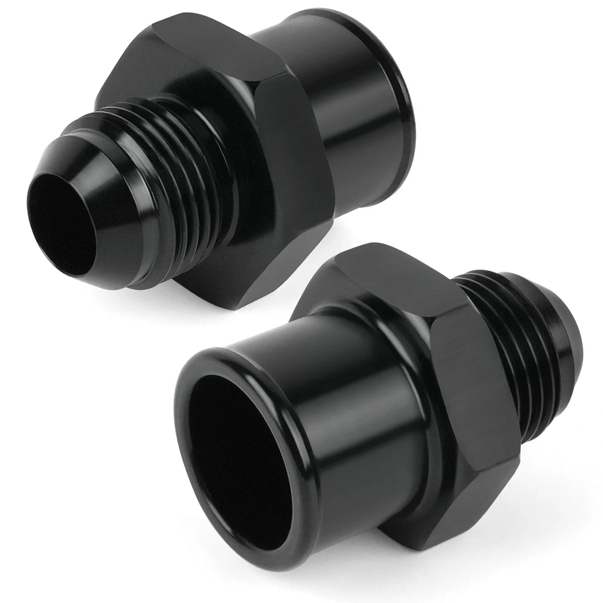 2X SBC 10AN Valve Cover Adapter Aluminum Fittings for Push-In Grommet Black