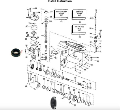 Seal Kit for Lower Unit Gearcase - Johnson Evinrude 25-50 Hp (18-2694, 433550)