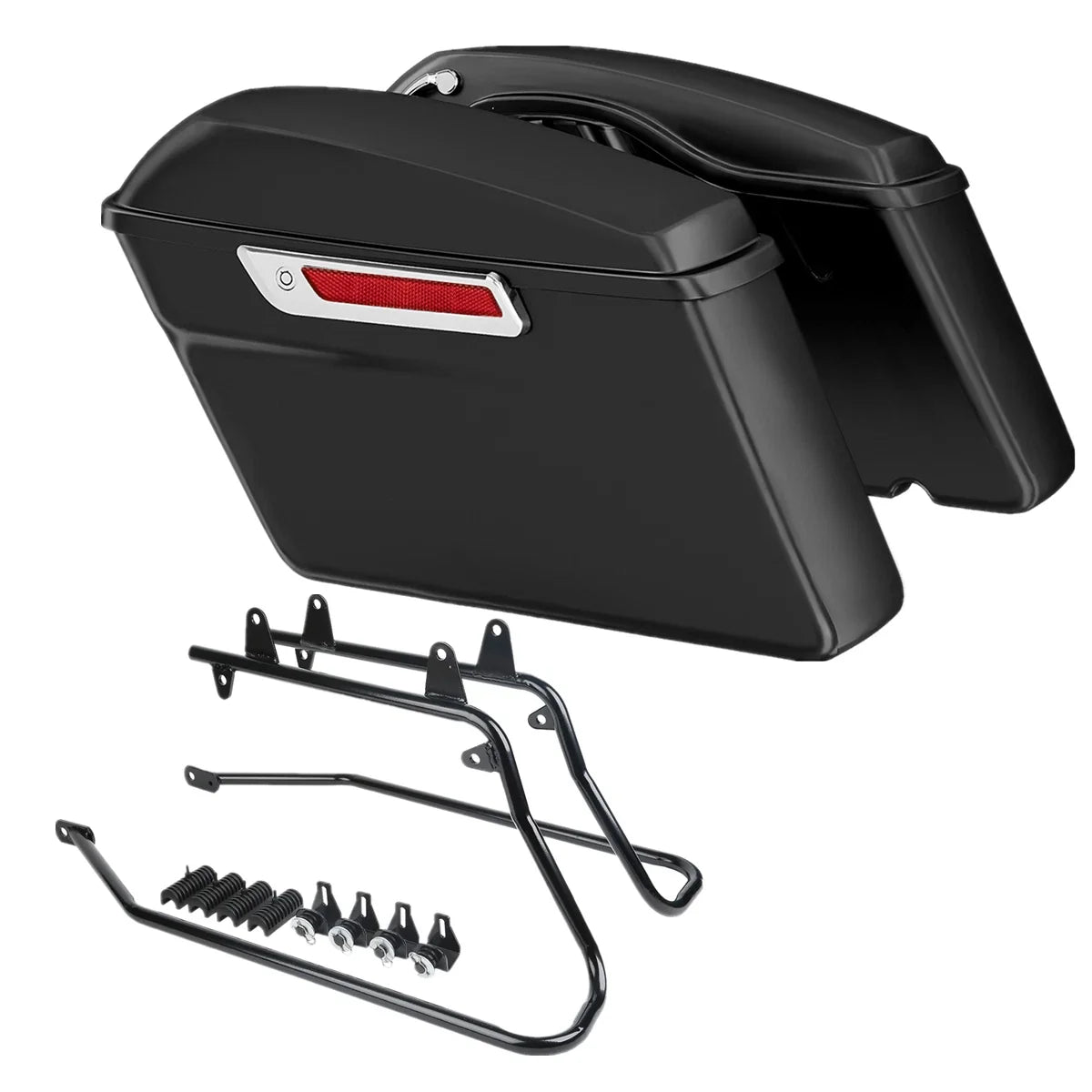 Matte Finish Saddle Bags with Conversion Brackets for Harley Softail 1984-2017