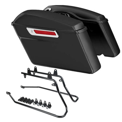 Matte Finish Saddle Bags with Conversion Brackets for Harley Softail 1984-2017