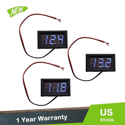 Motorcycle Voltage Meter - 3X Blue LED Digital Display (DC 4.5-30V)
