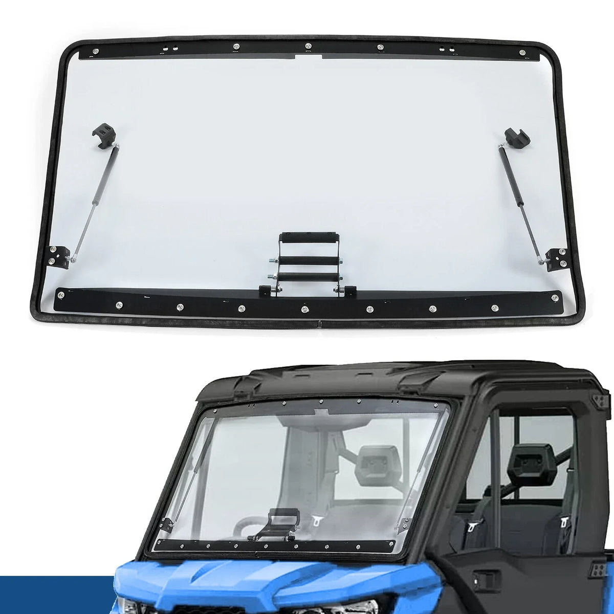 3-Piece Scratch Resistant Flip Windshield for Can-Am Defender 2016-2024