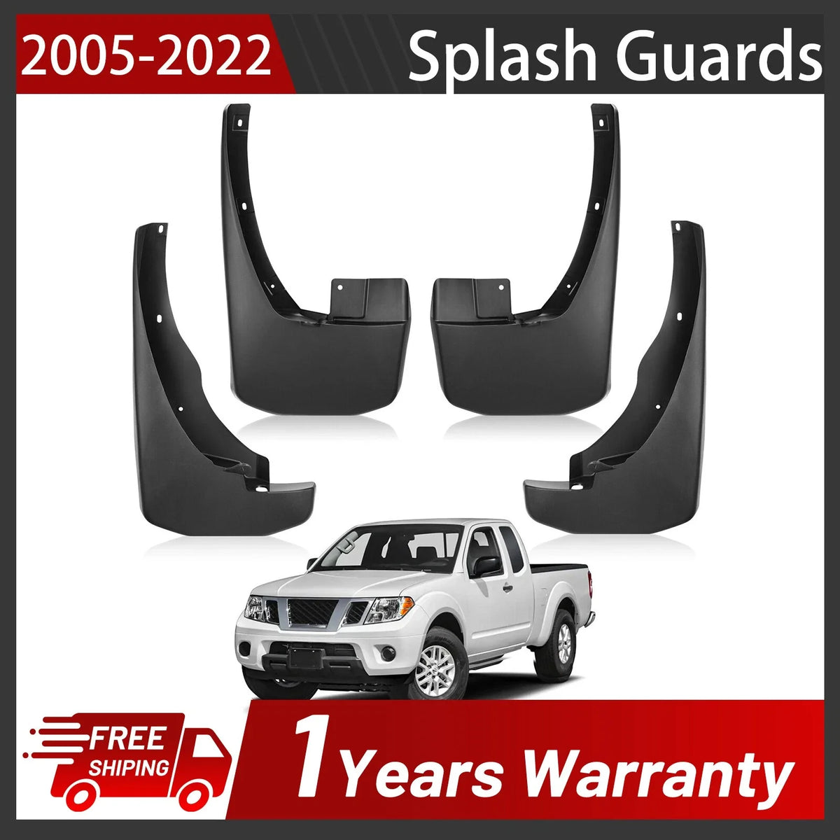 Splash Guards Mud Flaps Front Rear for Nissan Frontier 2005–2019 (4Pcs)
