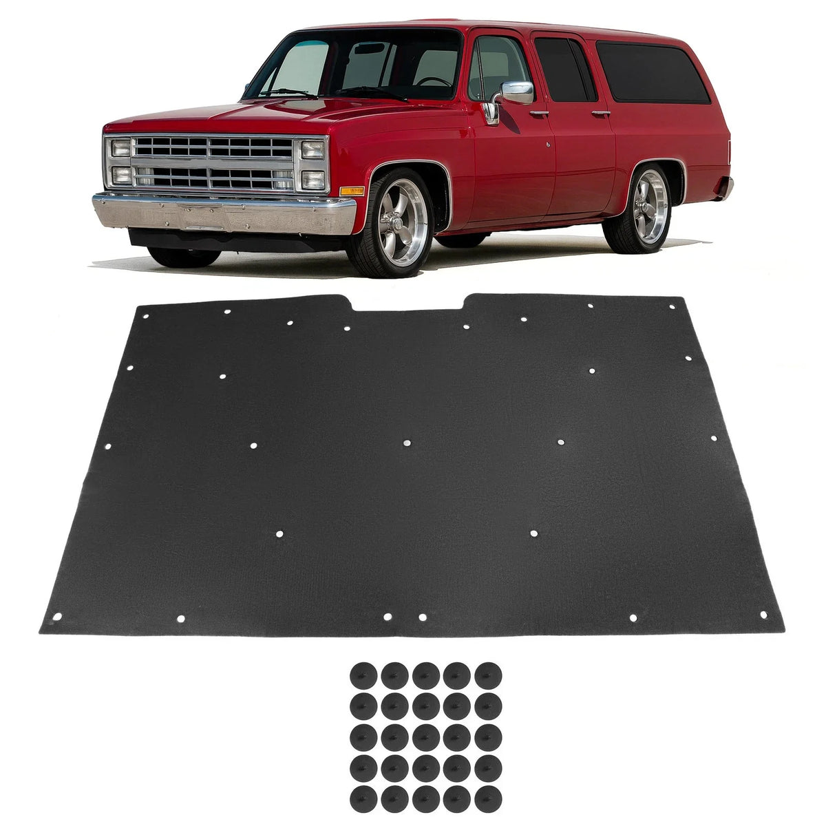 Hood Insulation Pad w/Clips for Suburban C10/C20/C30/K10/K20/K30 1981-1991