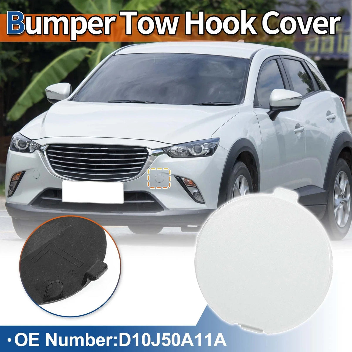 Tow Hook Cover for Mazda CX-3 (2016–2021) No.D10J50A12A Snowflake White