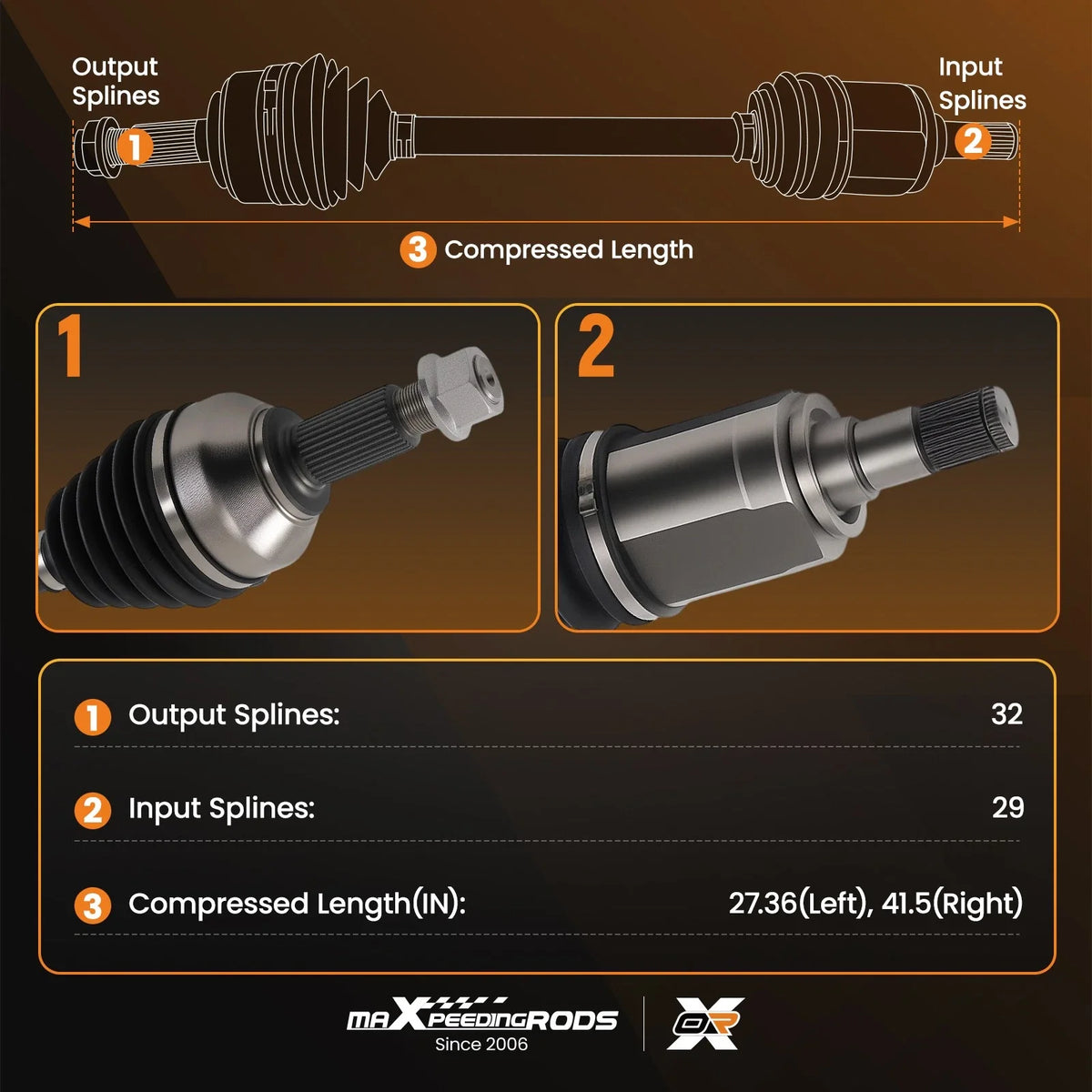 CV Axle Shaft Assembly Front Pair for Nissan Pathfinder (2013–2014)