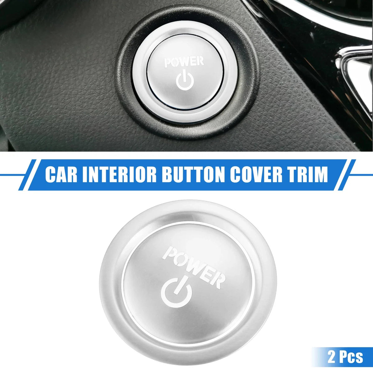 2X Engine Start Ignition Button Cover for Toyota Sienna (2022–2023) Silver Tone