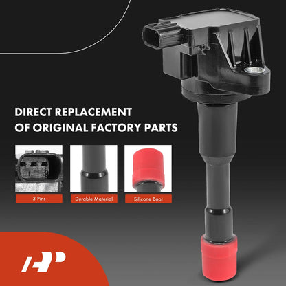 8-Piece Red Ignition Coil and Spark Plug Set for 2003-2005 Honda Civic