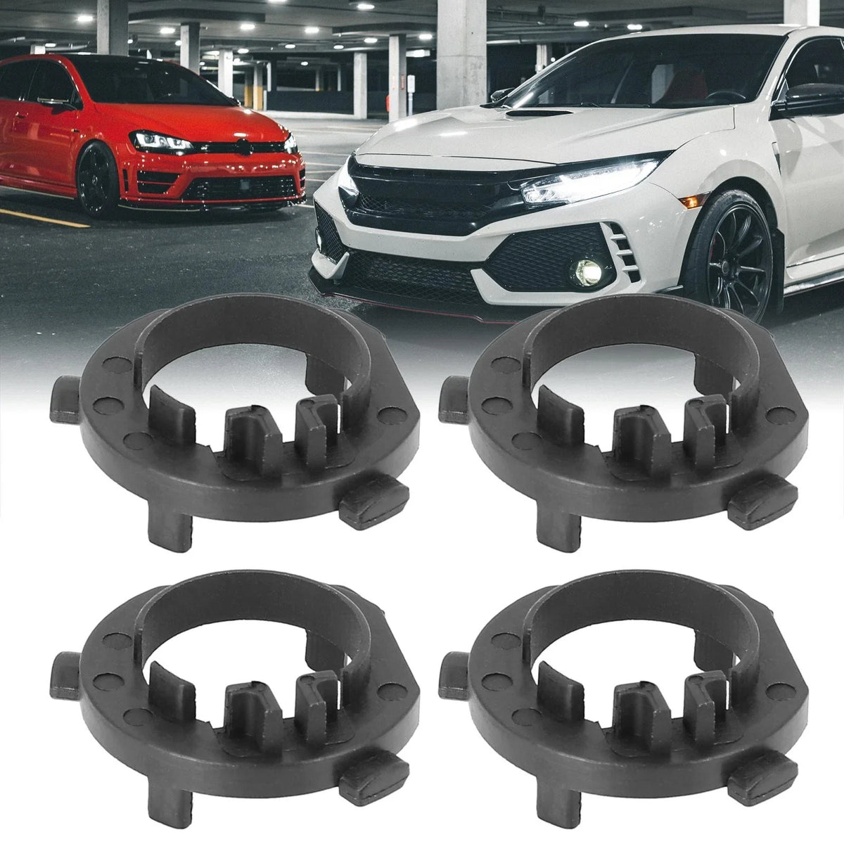 4X H1 HID LED Headlight Bulb Adapter Holder for Kia K7, Hyundai H1 (2011–2020)
