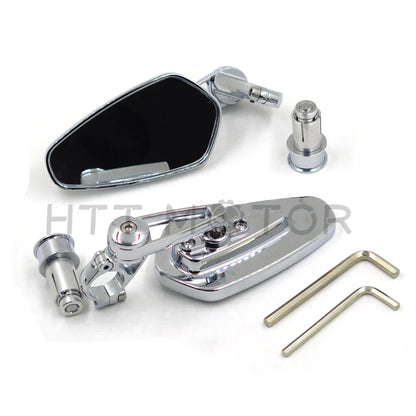 Motorcycle Bar End Mirrors 7/8" 22mm Black Arrow CNC Aluminum