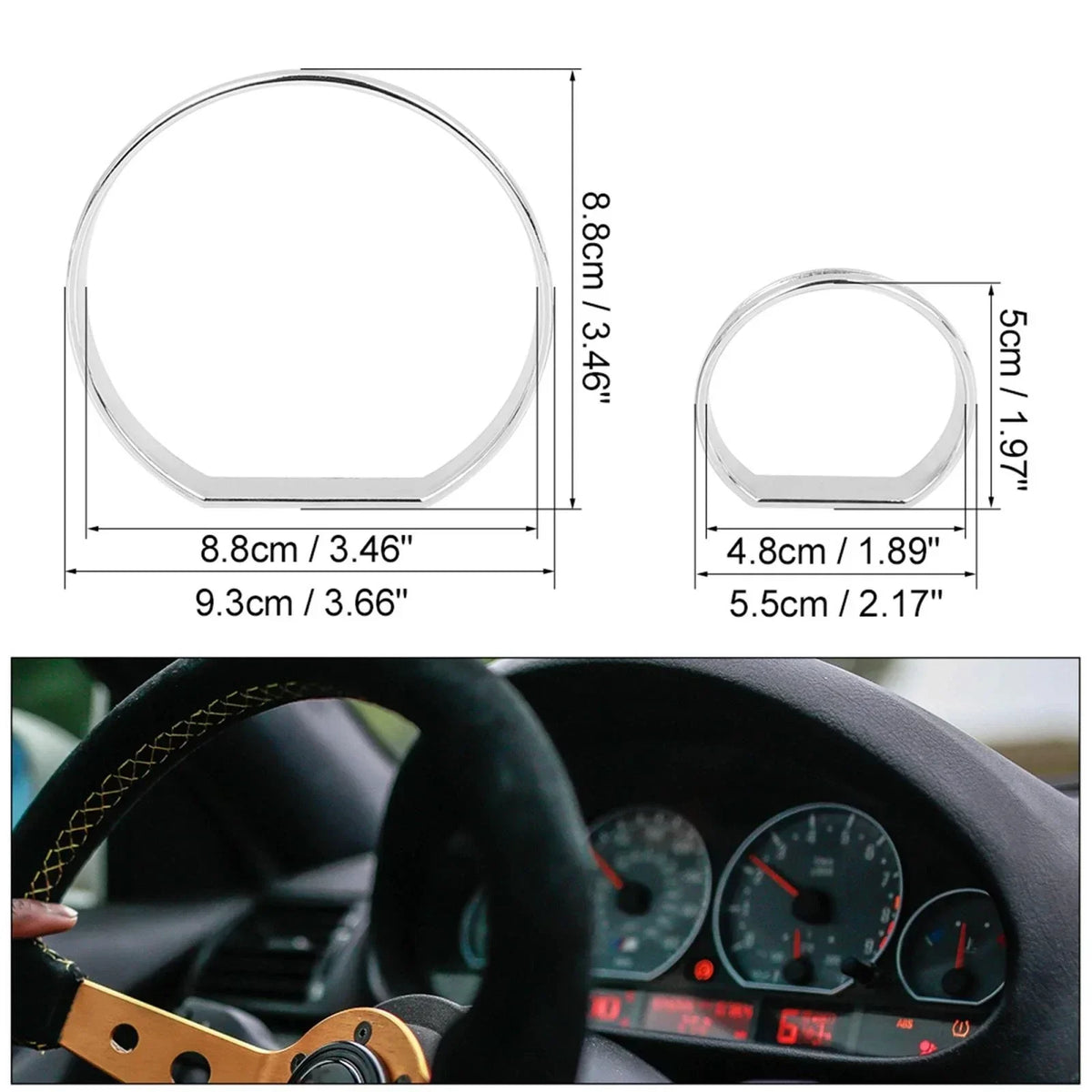 Chrome Speedometer Gauge Dial Rings for BMW E46 M3 - Trim Decoration