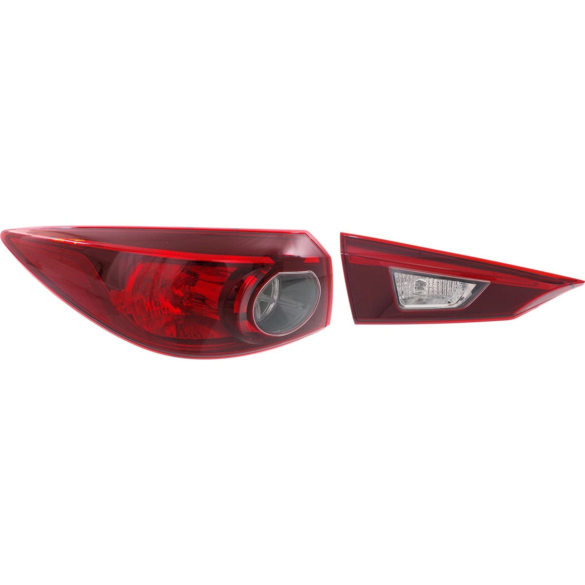 Tail Light Set for Mazda 3 (2014–2018) Left Inner/Outer Clear/Red Halogen CAPA