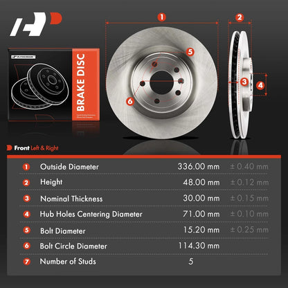 2011-2014 Front Disc Brake Rotors for Ford Mustang