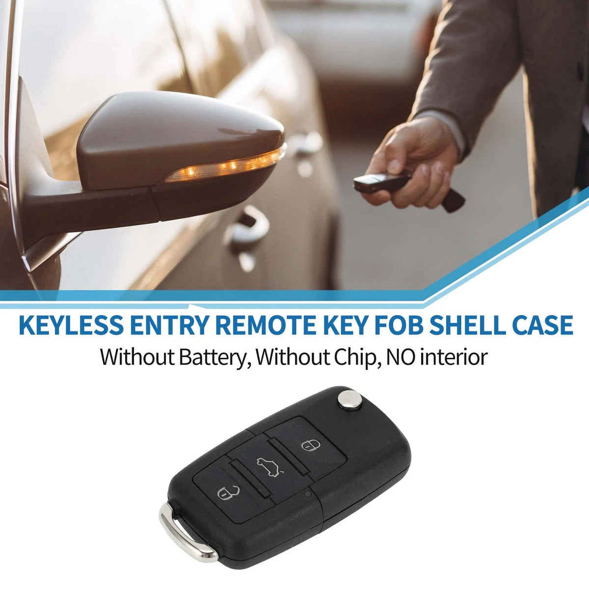 3 Button Keyless Entry Remote Fob Shell Case for Volkswagen Passat (2002–2005)
