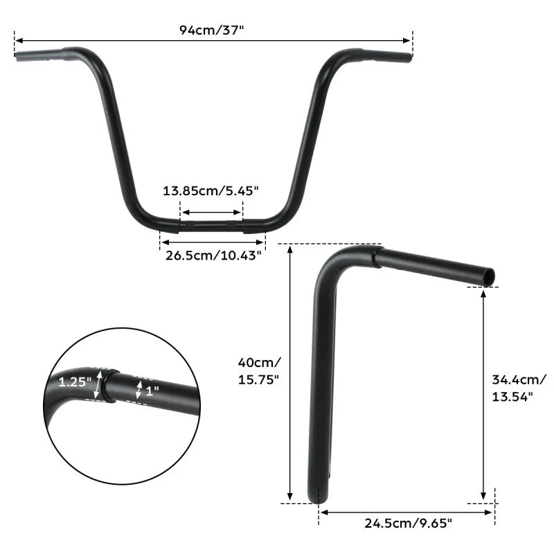 Ape Hanger Handlebar Bars for Harley FLST FXST (10''/12''/14''/16''/18'')