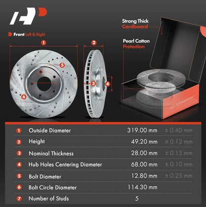 Drilled Rotors with Ceramic Brake Pads for Murano 2003-2023