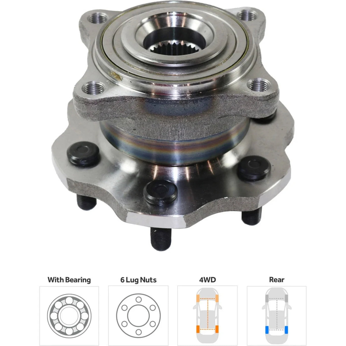 Front/Rear Wheel Hubs with Bearing & Sensor for 2005-2012 Nissan Pathfinder