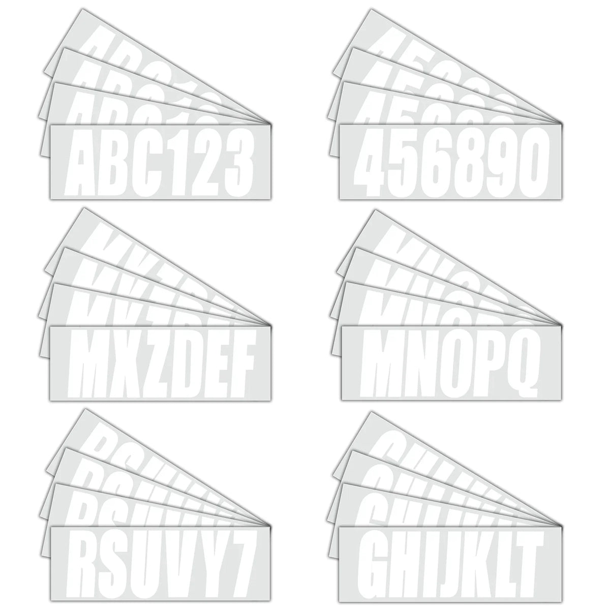 White Alpha-Numeric Registration Stickers Decals for Boat