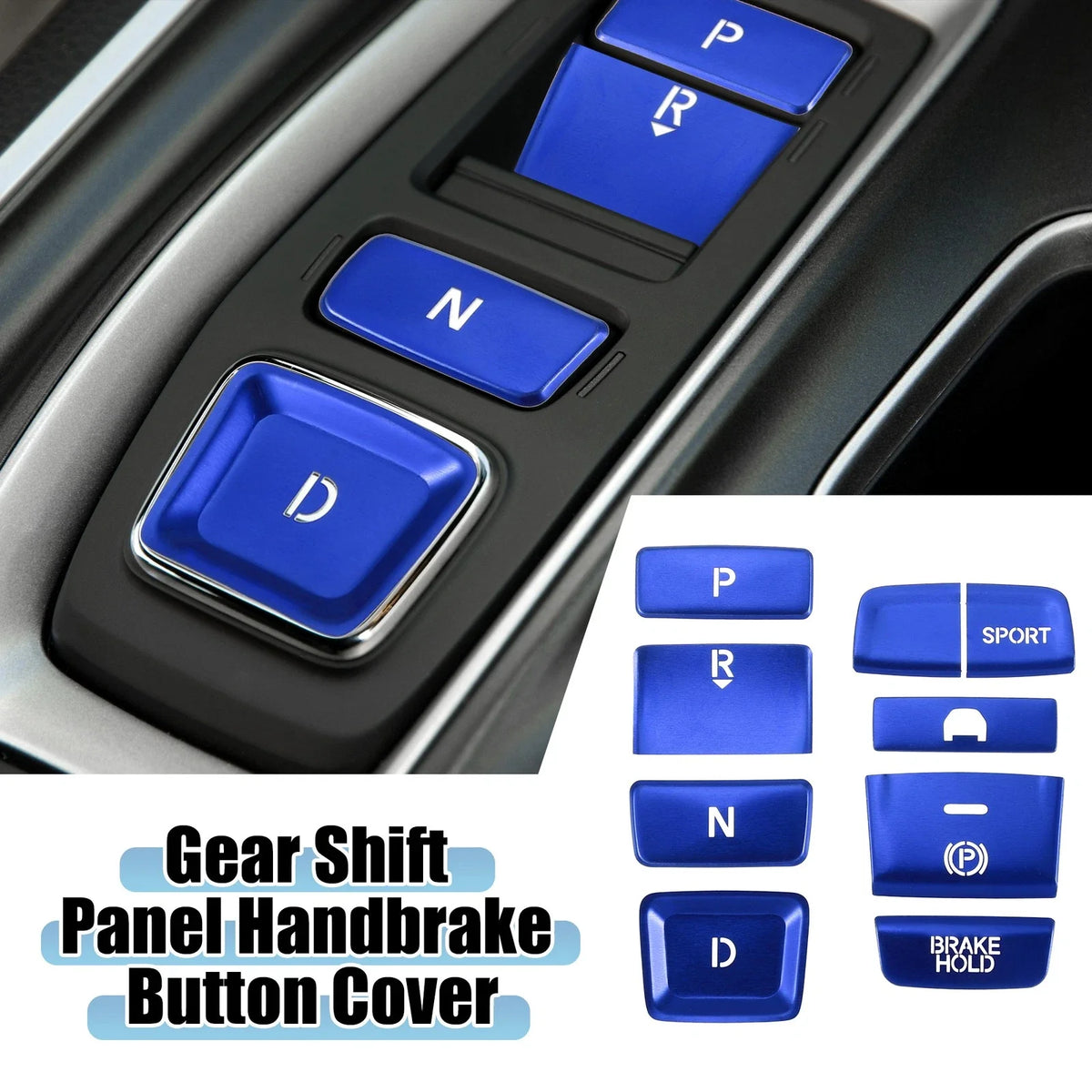 9pcs Gear Shift Panel Switch Button Cover Trim for Honda Accord (2018–2022) Blue