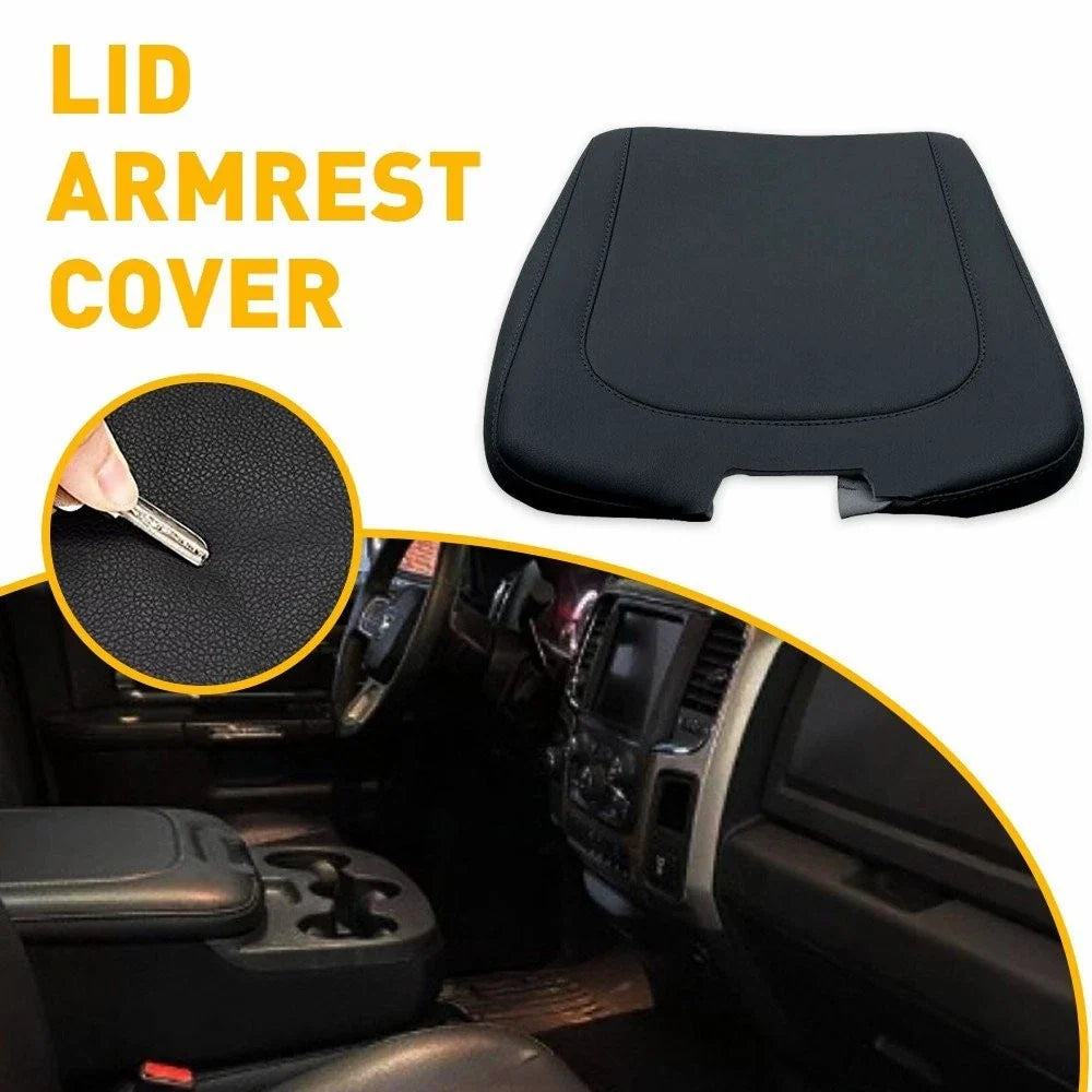 Armrest Console Lid Cover for Dodge Ram 2013-2018 in Black Leather