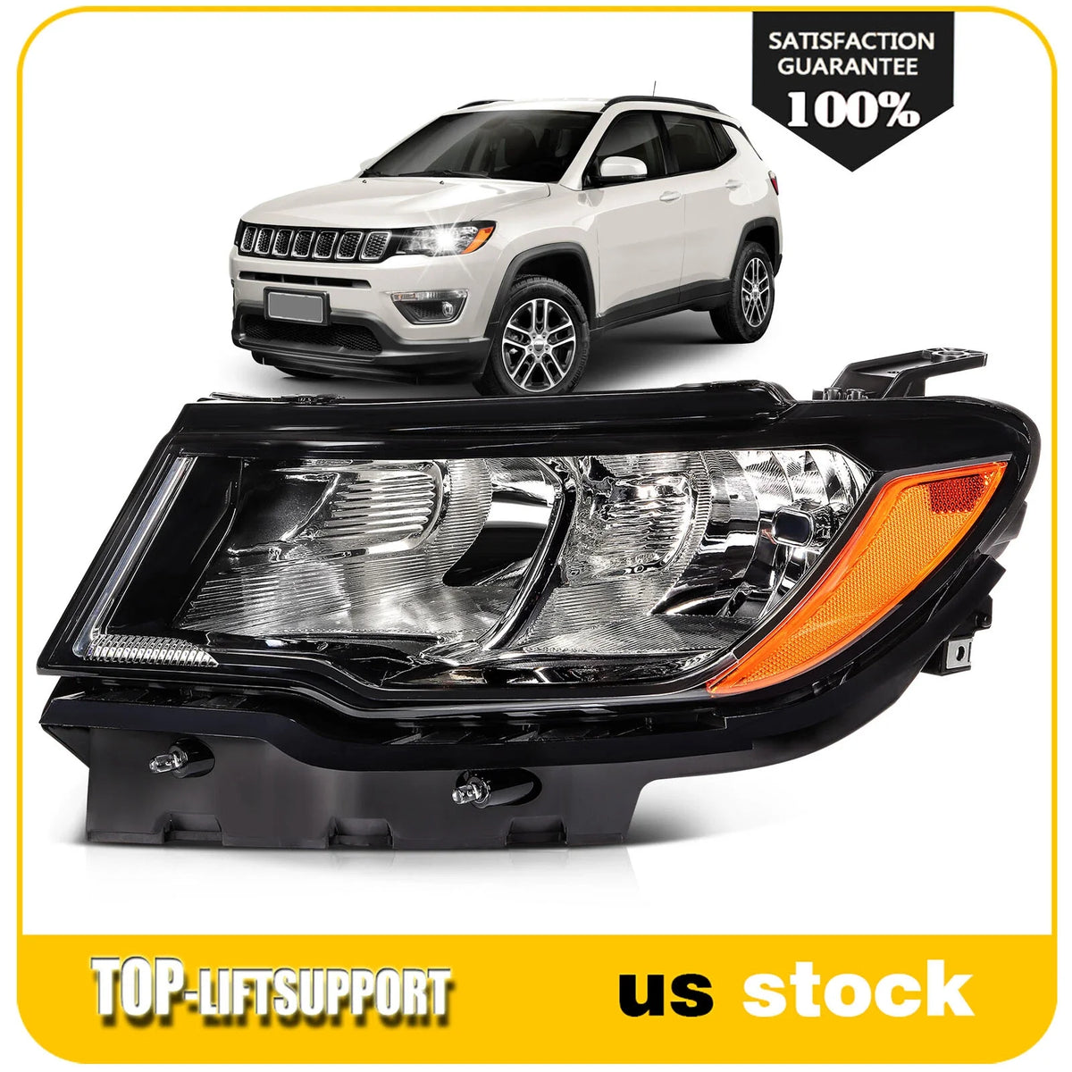 Headlight Assembly for Jeep Compass (2017–2021) Halogen Left Side
