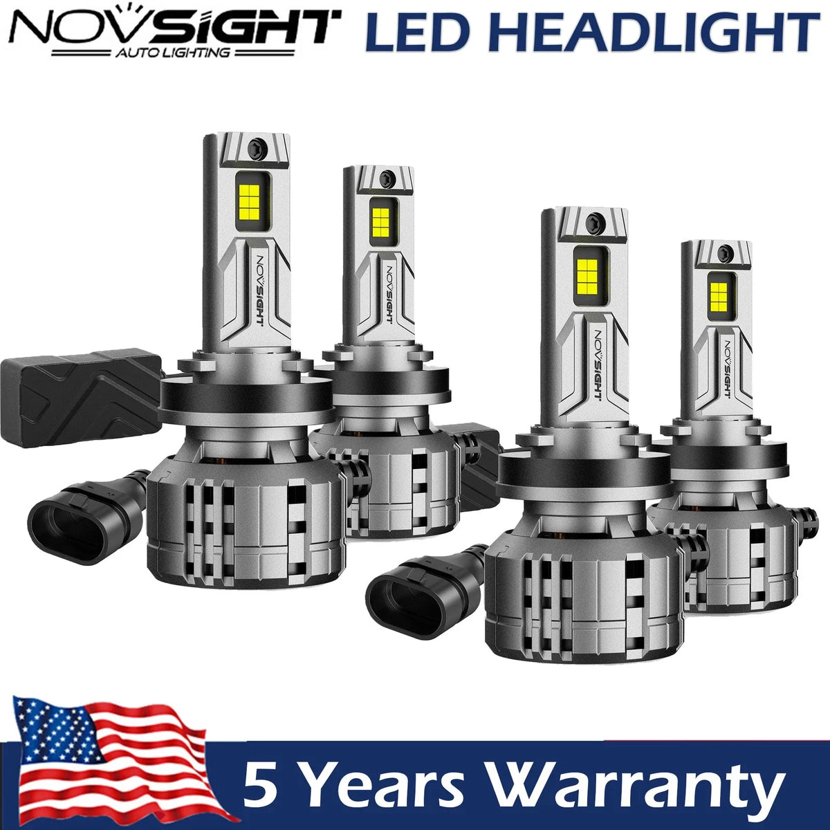 High Low Beam H11 LED Headlight Bulbs (200W, 40000LM) - 4 Pack