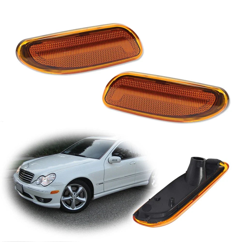 Pair Amber Front Side Marker Lights for Mercedes-Benz W203 C-Class