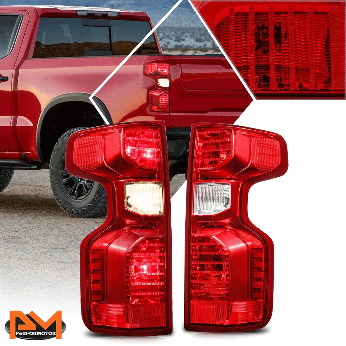2019-2024 Silverado 1500 2500HD 3500HD Red Lens Rear Tail Brake Light