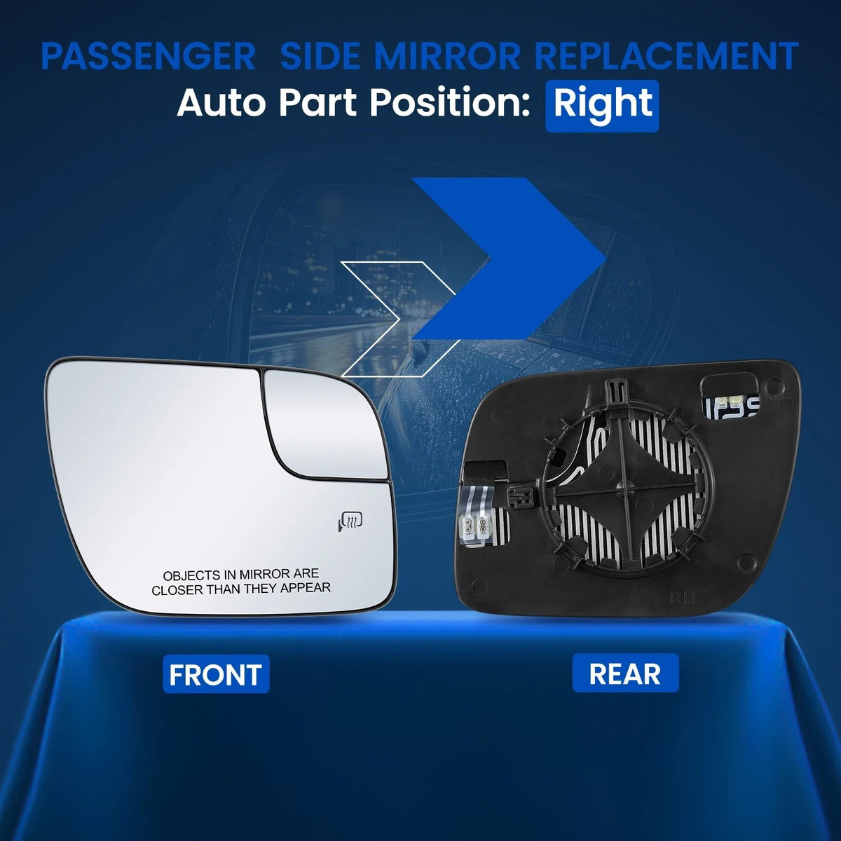 Heated Right Mirror Glass for Ford PI Utility (2013–2017) BB5Z17K707B