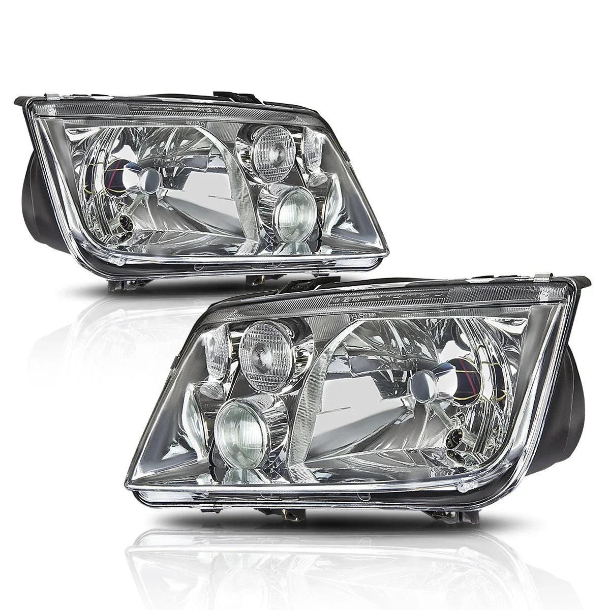 Chrome Housing Euro-Spec E-Code Headlamp w/Fog Lamp for VW Jetta MK4 (1999–2005)