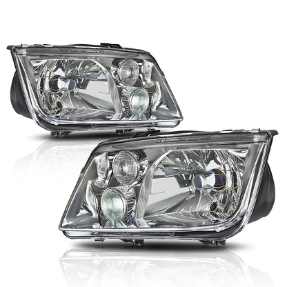 Chrome Housing Euro-Spec E-Code Headlamp w/Fog Lamp for VW Jetta MK4 (1999–2005)